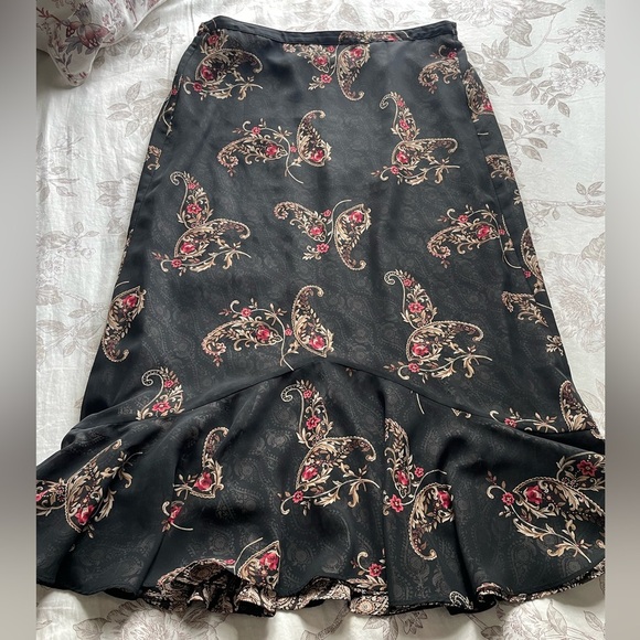 Emma James Dark Floral Paisley Pull On Reversible Midi Skirt 12 Fairy Boho Y2K - Picture 1 of 8
